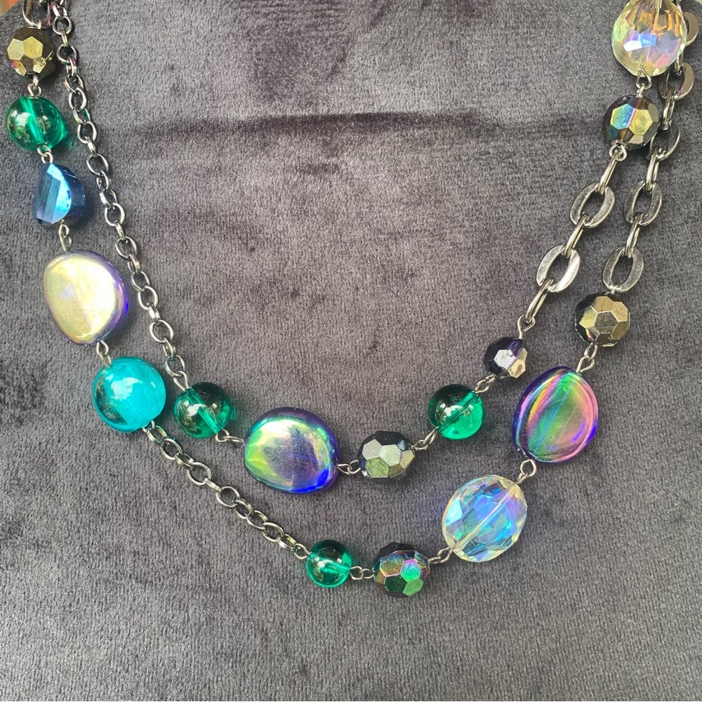 Boho Glam Mermaidcore Iridescent Multi-Color Extra Long Necklace